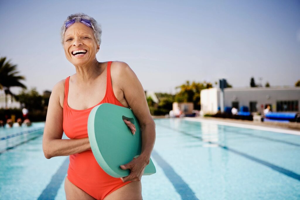 Senior woman swimming