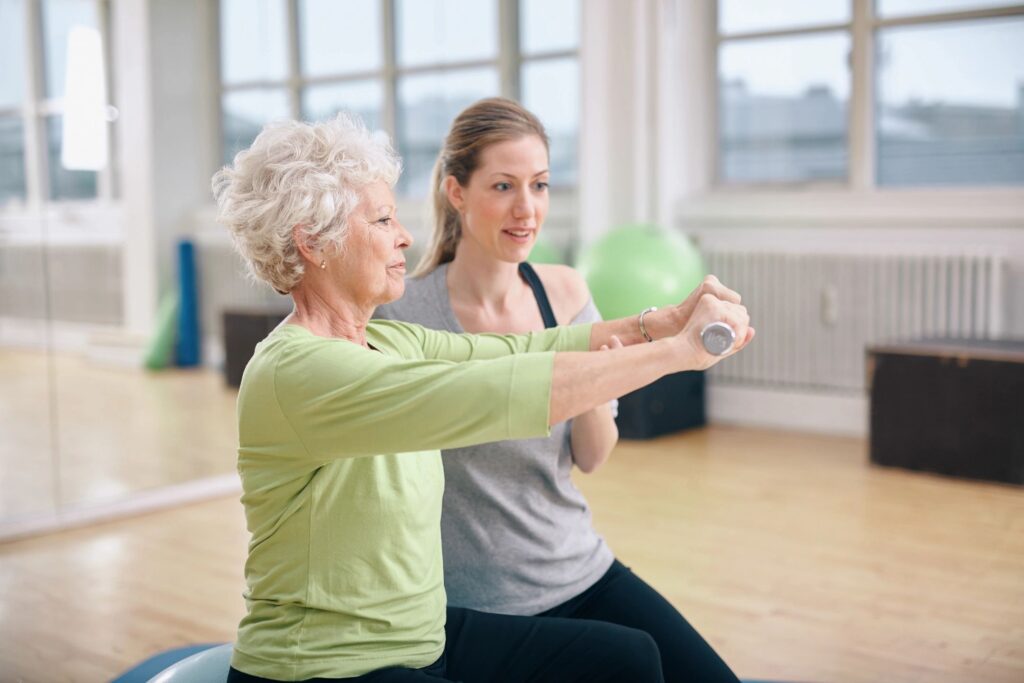 elderly woman exercising